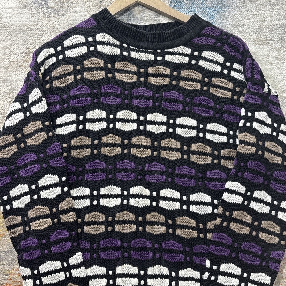 Vintage 90s Norm Thompson Sweater Mens M Grandpacore Coogi Style Knit